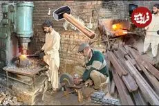 ببینید| مراحل ساخت چکش از طریق بازیافت ضایعات ریل های قدیمی در پاکستان