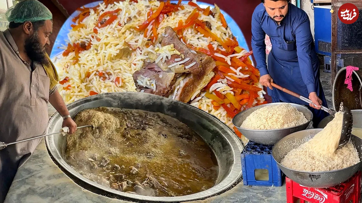 (ویدئو) غذای خیابانی در پاکستان؛ پخت 250 کیلوگرم کابلی پلو در پیشاور