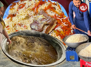 (ویدئو) غذای خیابانی در پاکستان؛ پخت 250 کیلوگرم کابلی پلو در پیشاور 