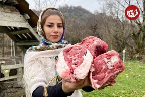 ببینید؛ غذای روستایی در ایران؛ پخت باقالی پلو با گردن گوسفند در روستایی سرسبز