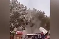 (ویدئو) استفاده از موتور هواپیما برای پاکسازی درختان از یخ و برف 