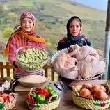 ببینید| غذای روستایی  در ایران؛ پخت باقالی پلو با مرغ در کوهستان