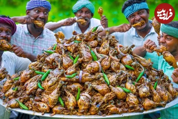 ببینید| غذای روستایی در هند؛ پخت یک غذای سنتی با 500 ران مرغ