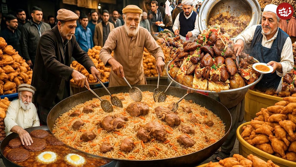 ببینید| غذای خیابانی در افغانستان؛ پخت بریانی، مرغ کبابی و کابلی پلو در کابل