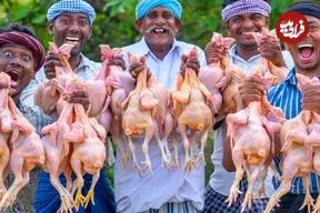 ببینید| غذای روستایی در هند؛ پخت کاری با مرغ و سبزیجات در طبیعت روستا