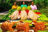 ببینید| غذای روستایی در سنگاپور؛ کباب اردک به روش متفاوت سه بانوی روستایی