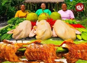 ببینید| غذای روستایی در سنگاپور؛ کباب اردک به روش متفاوت سه بانوی روستایی