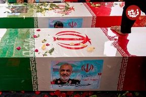 عکس؛ «سردار قاآنی، ظریف، عراقچی و آذری جهرمی» در مراسم تشییع شهدا