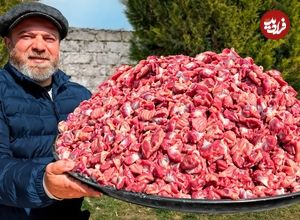 ببینید؛ غذای روستایی در آذربایجان؛ پخت یک غذای سنتی با دل مرغ و سبزیجات
