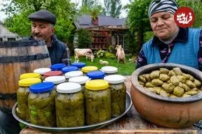 ببینید| غذای روستایی در آذربایجان؛ تهیه دلمه و ترشی برگ مو