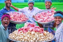 ببینید؛ غذای روستایی در هند؛ پخت یک غذای سنتی با مرغ، قارچ و شیر