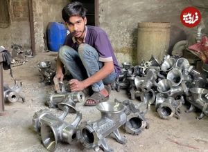 ببییند؛ مراحل تولید چرخ گوشت سنتی در کارگاهی در پاکستان