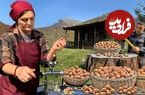 ببینید؛ غذای روستایی در آذربایجان؛ جمع آوری گردو و تهیه روغن و کیک با آن در طبیعت روستا