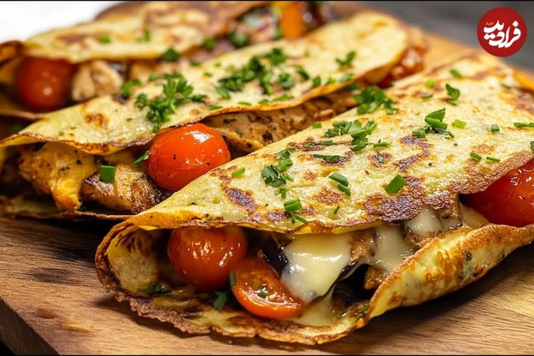 ببنیید؛ طرز تهیه کرپ بادمجان با مرغ و گوجه گیلاسی توسط آشپز ایتالیایی
