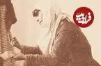 عکس| سفر زمان؛ زن فالگیر در حال گرفتن فال مرد جوان؛ 130 سال قبل