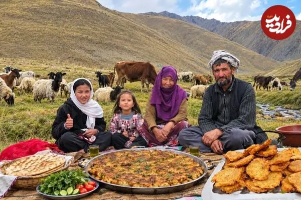 ببینید| غذای روستایی در افغانستان؛ پخت کوکو سیب زمینی در کوهستان و در کنار رودخانه