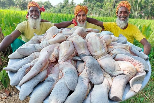 (ویدئو) فرآیند پخت 50 کیلو چلو خورشت زبان گاومیش توسط سه پدربزرگ هندی
