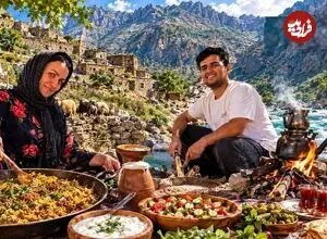 ببینید| غذای روستایی در ایران؛ پخت استانبولی در کنار رودخانه و در کوه های زاگرس