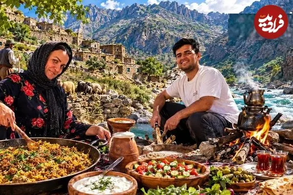 ببینید| غذای روستایی در ایران؛ پخت استانبولی در کنار رودخانه و در کوه های زاگرس