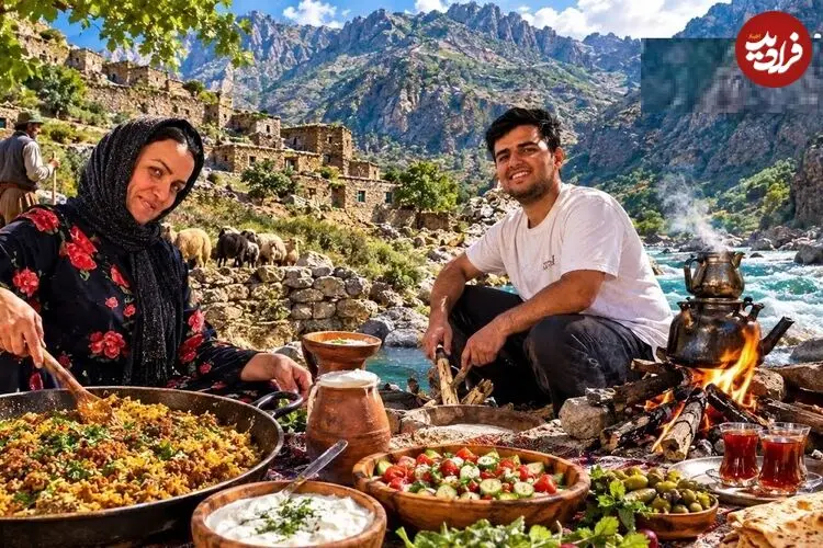 ببینید| غذای روستایی در ایران؛ پخت استانبولی در کنار رودخانه و در کوه های زاگرس