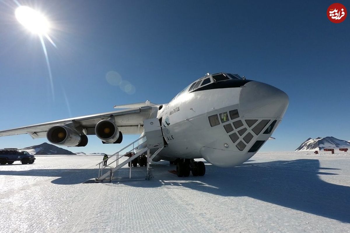 (ویدئو) فرود حیرت انگیز هواپیمای غول پیکر ایلوشین IL-76 در برف