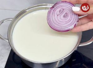 ببینید؛ با دو لیتر شیر، لیمو و پیاز یک پنیر خانگی در 5 دقیقه درست کنید!
