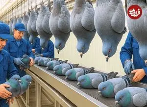 ببینید| چگونه چینی ها میلیون ها کبوتر را برای تولید گوشت پرورش می دهند؟