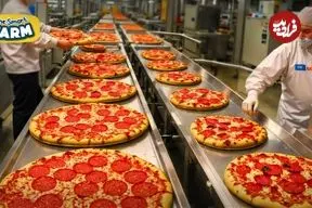 ببینید| فرآیند تماشایی تولید انبوه پیتزای نیمه آماده در کارخانه ای مدرن در آمریکا