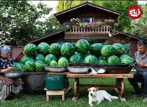 ببینید؛ غذای روستایی در آذربایجان؛ تهیه آب هندوانه در طبیعت