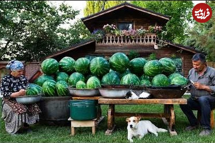 ببینید؛ غذای روستایی در آذربایجان؛ تهیه آب هندوانه در طبیعت