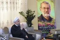 تصاویر| حضور حسن روحانی در منزل شهید لاریجانی