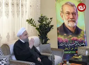 تصاویر| حضور حسن روحانی در منزل شهید لاریجانی
