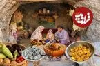 ببینید| غذای روستایی در ایران؛ پخت مرغ و بادمجان در کدو تنبل و تهیه نان سنتی و پنیر
