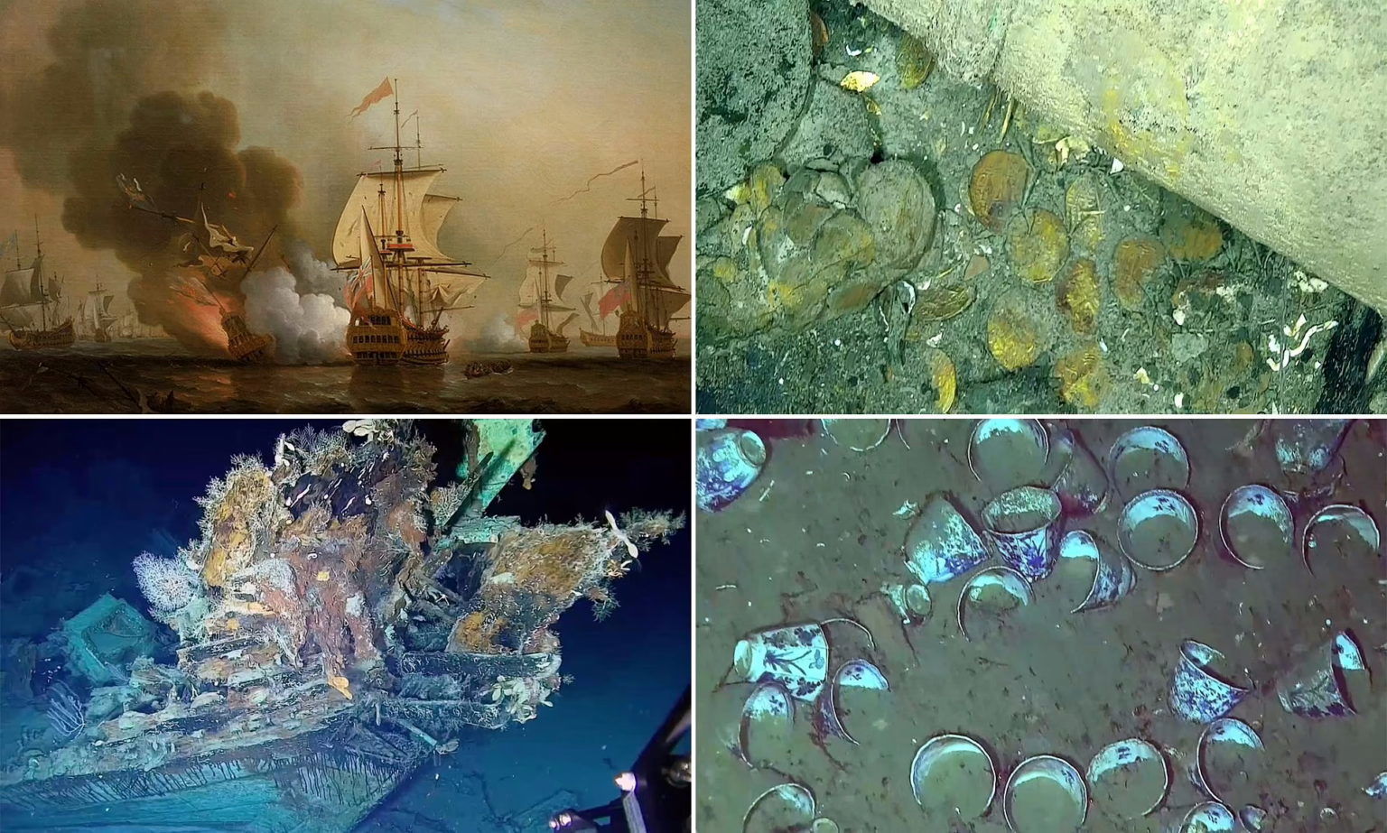 کشف کشتی غرق شده اسپانیا در ۳۰۰ سال پیش با گنجی ۱۷ میلیارد دلاری