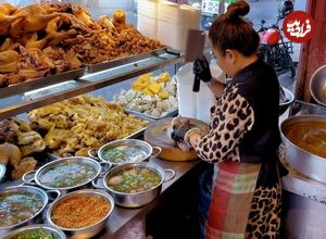ببینید؛ غذای خیابانی در کامبوج؛ پخت سوپ گوشت بره و اردک در پنوم پن