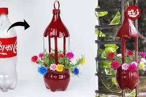 ببنیید| نحوه ساخت گلدان آویز ساده با بطری پلاستیکی به روش استاد بنگلادشی