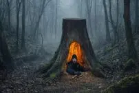 ببینید| مراحل صفر تا صد ساخت پناهگاه مخفی زیر تنه یک درخت در جنگل های آلمان