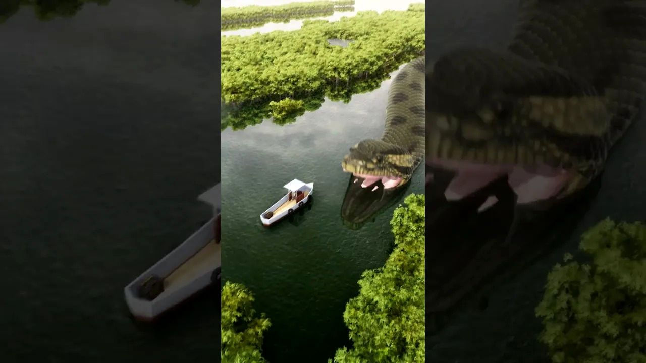 (ویدئو) جعلی‌ترین ویدئوی تاریخ؛ بلعیدن قایق توسط مار آناکوندای 160 تنی و 420 متری