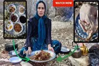 (ویدئو) پخت مرغ شکم پر زغالی به روش دیدنی بانوی عشایر زاگرس نشین