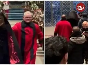 ببینید| مرد مرموز مراسم کریسمس را مختل کرد