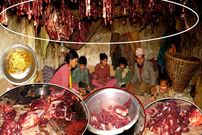 ببینید؛ غذای روستایی در نپال؛ خشک کردن گوشت و تهیه غذا با گوشت گاومیش در کوهستان