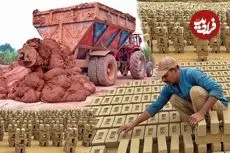 ببینید| مراحل تولید انبوه آجر به روش سنتی در کارگاه آجرپزی در پاکستان