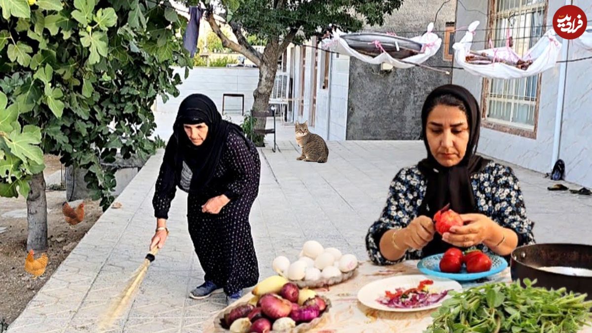 ببینید؛ غذای روستایی در ایران؛ پخت املت گوجه فرنگی سنتی در ایلام