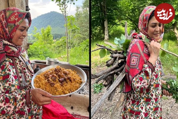 ببینید؛ غذای روستایی در ایران؛ پخت لوبیا پلو با مرغدر طبیعت
