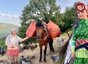 ببینید| غذای روستایی در ایران؛ دوشیدن شیر گاو، تهیه کره و پخت املت در کوهستان