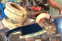 (ویدئو) فرآیند دیدنی ساخت دسته ساطور با شاخ بوفالو 