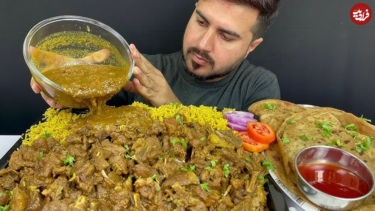 (ویدئو) غذا خوردن با صدا؛ خوردن دیدنی 3.5 کیلوگرم چلو دنده گوسفند توسط جوان پاکستانی