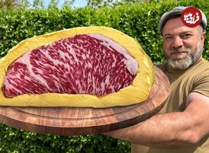 ببینید؛ غذای روستایی در آذربایجان؛ تهیه استیک گوشت گاو واگیو در کنار دره