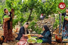 ببینید؛ غذای روستایی در کردستان؛ پخت دلمه و یک غذای سنتی با دنده بره