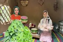 ببینید| غذای روستایی در ایران؛ پخت قرمه سبزی با گوشت مرغ در روستایی کوهستانی